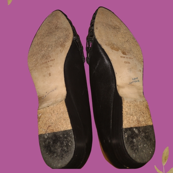 Via Spiga Italian Flats Loafers Black and Woven/Braided Metallic Silver Leather - Picture 8 of 8